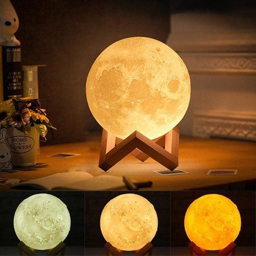 LED Moon Lamp – 3D Printed Lunar Night Light 8 Colors