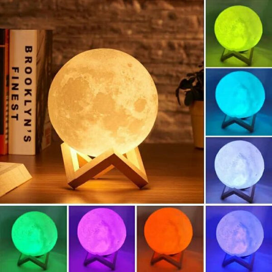 LED Moon Lamp – 3D Printed Lunar Night Light 8 Colors